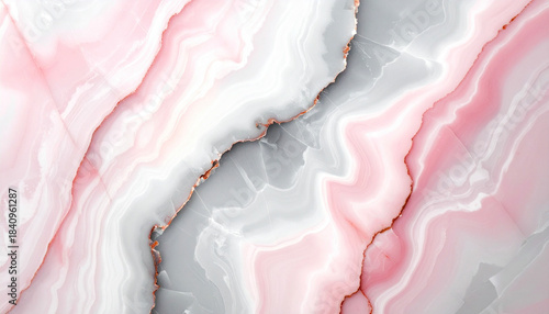 ピンク色と金色の大理石