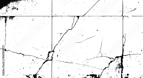 Abstract grunge black and white distressed crack wall texture background