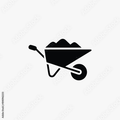 wheel barrow icon silhoutte vector style templat