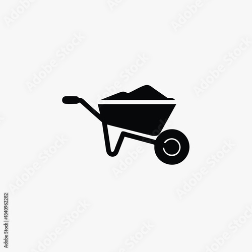wheel barrow icon silhoutte vector style templat