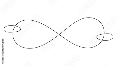 Minimalist continuous line art infinity loop design with elegant curves and decorative oval accents, perfect for logos, symbols, invitations and modern artwork