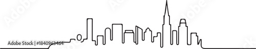Continuous Line Skyline with a Subtle Diagonal Slant Minimal Artistic Illustration