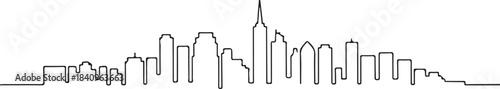 Continuous Line Skyline with a Subtle Diagonal Slant Minimal Artistic Illustration