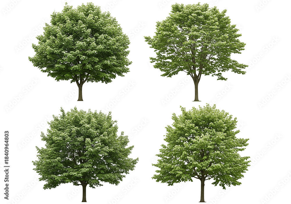 Obraz premium Isolated Green Trees on Transparent Background
