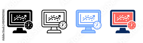 Market Shift icon set multiple style collection