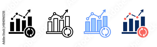Market Sync icon set multiple style collection