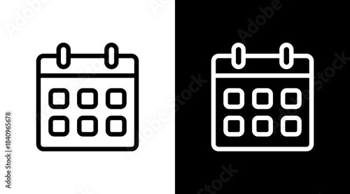 Calendar With Icon Set Design
