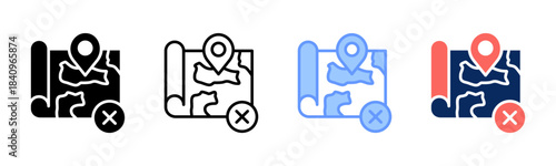 Error Map icon set multiple style collection