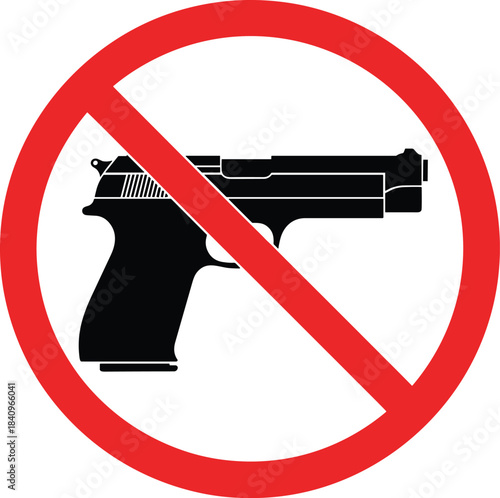 No firearms allowed sign indicating strict prohibition against carrying weapons, symbolizing safety, security, and a gun-free zone policy in public spaces