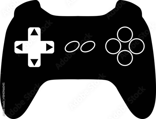 Black Game Controller Icon: Gaming, Entertainment, and Console Input Device Graphic Asset