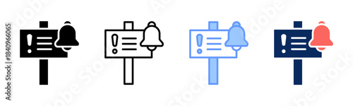 Issue Alarm icon set multiple style collection
