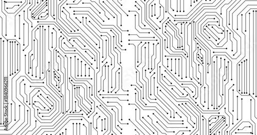 Circuit Board Hi Technology Grayscale Vector Design. Vector circuit board illustration. Abstract technology.