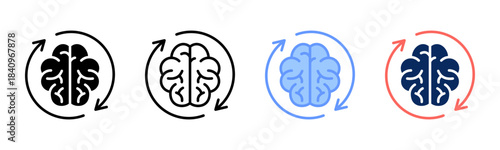 Brain Sync icon set multiple style collection