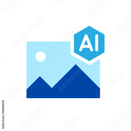 Icon representing Artificial Intelligence processing or generating images and visual content.