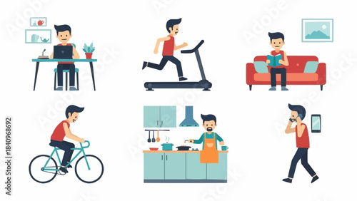 Man Engaged in Various Daily Activities and Hobbies.