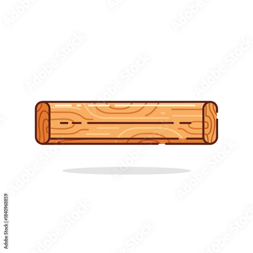 Flat illustration of a brown wooden log with visible grain texture and rounded ends.