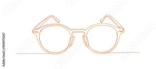 A continuous single line drawing of some vintage glasses. The glasses are set against a white background. Vector illustration