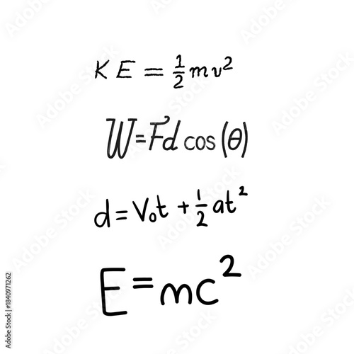 Handwritten Physics Formulas Vector | Science Equations Illustration Set

