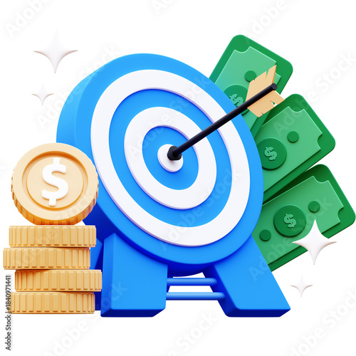 3D Financial Target Illustration