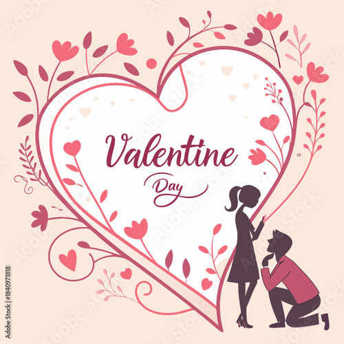 Happy Valentines Day Romantic Design Heart Shape with Colorful Elements