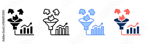 Idea Funnel icon set multiple style collection