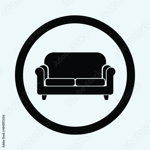 Vector comfortable classic living room sofa furniture icon pictogram silhouette Illustration