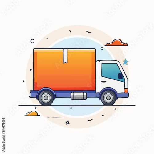 Fast and efficient delivery truck illustration symbolizing logistics and shipping services