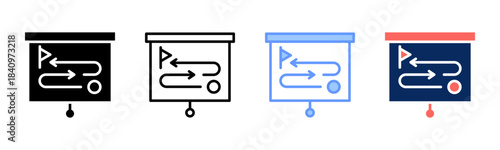 Competitor Map icon set multiple style collection