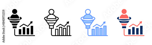Market Funnel icon set multiple style collection