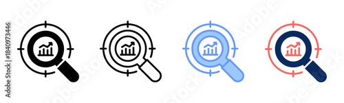 Market Focus icon set multiple style collection