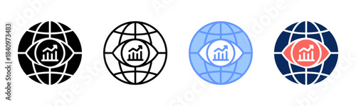 Market Vision icon set multiple style collection
