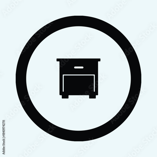 Vector Simple furniture nightstand cabinet drawer glyph icon design concept silhouette Illustration