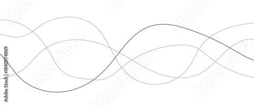 Abstract wavy black and white curved lines.