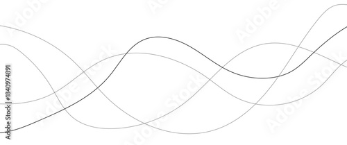 Abstract black lines wave curve motion on white background. Thin wavy line abstract background wave line horizontal divider outline minimalist background.