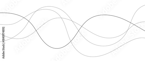 Abstract wavy black and white curved lines.