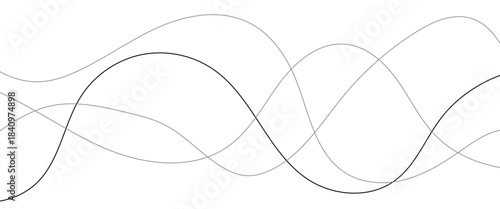 Abstract wavy black and white curved lines.
