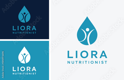 Modern healthy lifestyle nutrition and wellness logo design with an abstract human