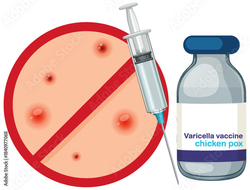 Varicella Vaccine Syringe and Chickenpox Prevention Symbol