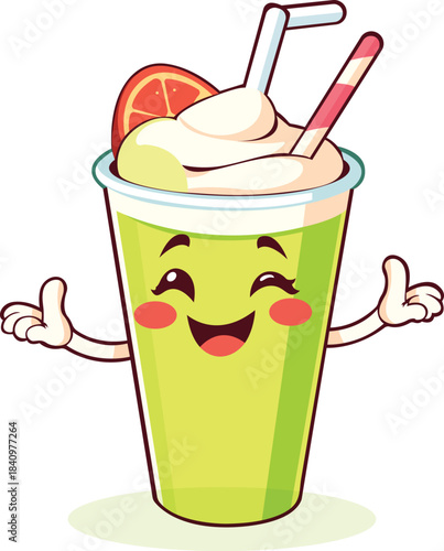 happy drink character mascot vector