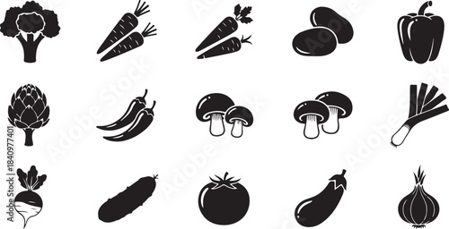 Vegetables icon set