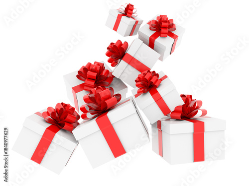 gifts gift many boxes falling from the sky isolated background - 3d redering