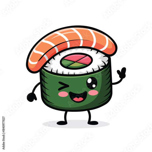Funny sushi character mascot vector