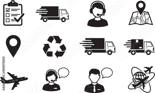 Shipping Logistic Delivery Icons Set Illustration
