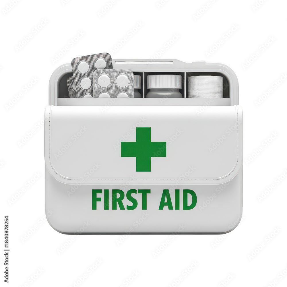 Obraz premium White first aid kit isolated on transparent background