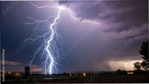 “Glowing Lightning Bolt with Thunder Effect – Dramatic Electric Flash PNG on Dark Background”