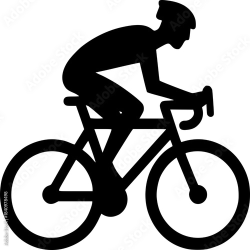 Dynamic Cyclist in Motion: Silhouette of a determined cyclist racing forward on a sleek bicycle, embodying the spirit of competition and the thrill of the open road.
