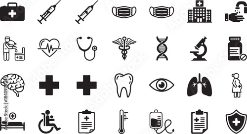 Medical and healthcare icon set collection vector