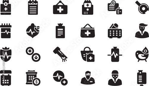 Medical and healthcare icon set collection vector