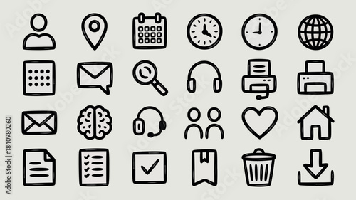 Hand drawn icons for web and mobile applications user interface design
