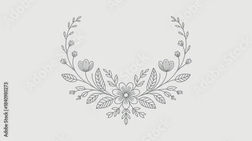 Elegant floral neckline design with botanical elements and symmetry